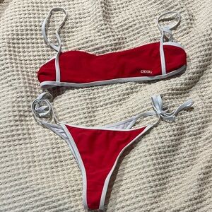 Boutine LA Red Bikini with White Trim